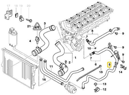 BMW E38 VE E39 M52 M54 MOTOR KALORİFER HORTUMU 11531438634