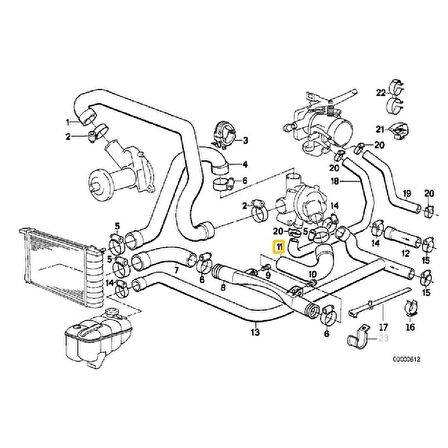 BMW E30 VE E34 M20 MOTOR SU HORTUMU 11531718982