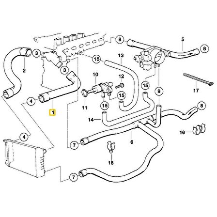 BMW E36 M50 VE M52 MOTOR RADYATÖR ÜST HORTUMU 11531720720