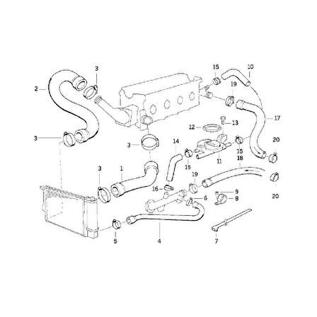 BMW E36 M40 M42 M43 M44 MOTOR SU HORTUMU 11531721711 ve 1743295