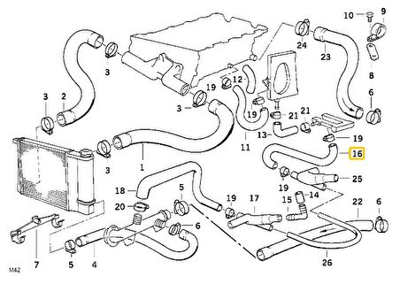 BMW E30 3.18İS M42 MOTOR SU HORTUMU 11531721847