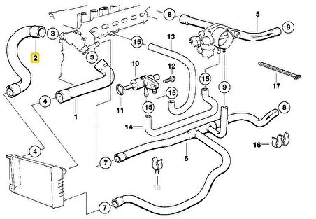 BMW E34 M50 MOTOR RADYATÖR ALT HORTUMU 11531722851