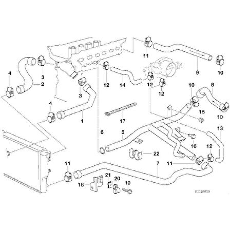 BMW E39 M52 MOTOR RAPRO RADYATÖR ÜST HORTUM 11531740474