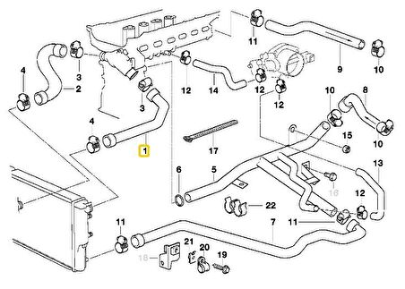 BMW E38 VE E39 M52 MOTOR RADYATÖR ÜST HORTUMU 11531740832