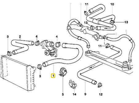 BMW E32 VE E34 M60 MOTOR RADYATÖR ÜST HORTUMU 11531741405