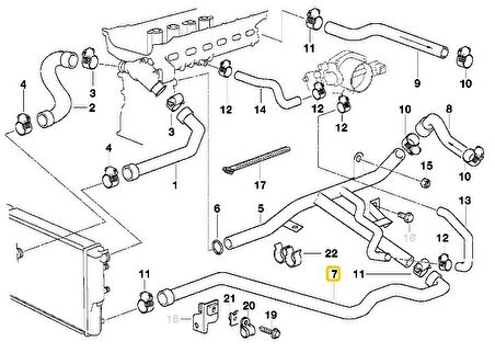 BMW E39 M52 MOTOR RADYATÖR GERİ DÖNÜŞ HORTUMU 11531744053