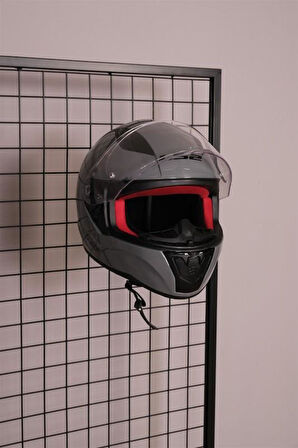 Tel Rafa Geçen Siyah Motosiklet Kask Tutucu