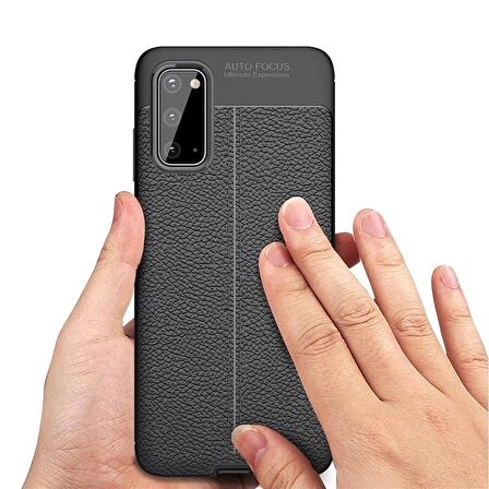 Smcase Samsung Galaxy S20 Kılıf Deri Dokulu Silikon