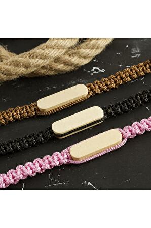 Ahşap Makrome Örgülü Bileklik