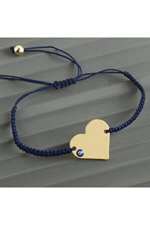 Kalp İsim Yazılabilir Boş Plaka Örgülü Bileklik