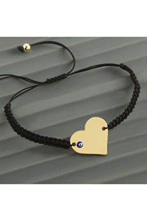 Kalp İsim Yazılabilir Boş Plaka Örgülü Bileklik