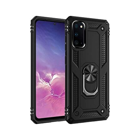 Smcase Samsung Galaxy S20 Kılıf Vega Yüzüklü Standlı Tank Kapak