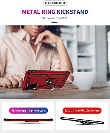 Smcase Samsung Galaxy S20 Kılıf Vega Yüzüklü Standlı Tank Kapak