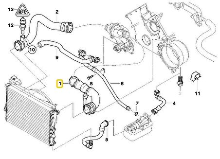 BMW E38 VE E39 M62 MOTOR RADYATÖR ÜST HORTUMU 11537505228