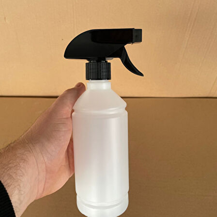 500 Ml  Siyah Tetik Spreyli Kimyasala Dayanıklı Plastik Şişe , 500 Cc Spreyli Plastik Şişe x 4 Adet