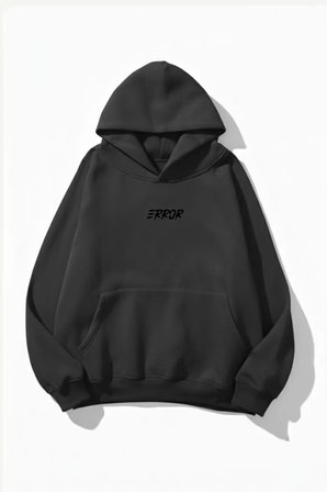 Unisex Yumuşak Dokulu Error Baskılı Tasarım Oversize 3 İplik Hoodie Sweatshirt