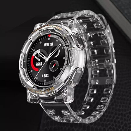 Gpack Huawei Watch GT 2 46mm Kordon Kalın Silikon 2 in 1 Saatle Birleşik Kordon