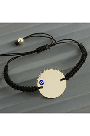 Yuvarlak İsim Yazılabilir Boş Plaka Örgülü Bileklik