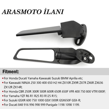 Motosiklet Kanat Dikiz Aynaları Ayarlanabilir R25 -CBR 250-125-600RR-1000RR-R6-R1 Uyumlu-ARASMOTO