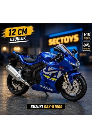 Suzuki GSX-R1000 Diecast Model Motosiklet 1:18 Ölçek (12cm) Kutulu Diecast Model Motor