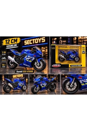 Suzuki GSX-R1000 Diecast Model Motosiklet 1:18 Ölçek (12cm) Kutulu Diecast Model Motor