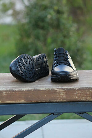 Erkek Sportif Kışlık Kundura Hakiki Deri Kauççuk Taban Ortobetik Ve Bağsız Lastikli