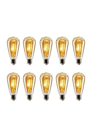 Grafen St64 Flamanlı Rustik 4w Led Ampul 10'lu Dekoratif Vintage Aydınlatma St64 10lu