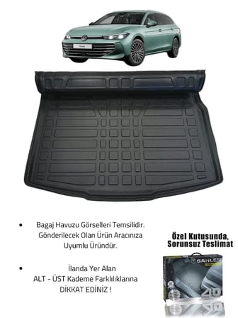 Volkswagen Passat Variant B9 2024+ Uyumlu 4.5D Sahler Premium Paspas + Liner Marka 3D Alt Bagaj Havuzu - Passat Variant B9