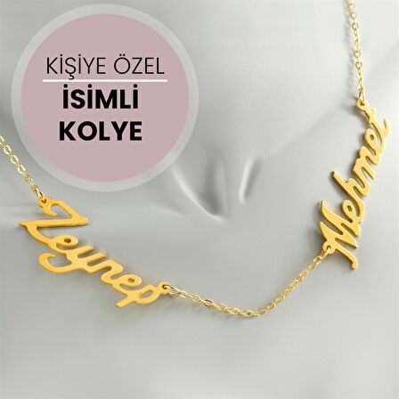 Kişiye Özel Çift İsim Yazılı Kolye