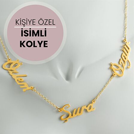 Kişiye Özel Üç İsim Yazılı Kolye