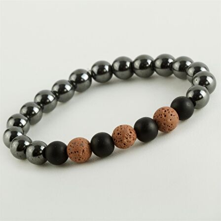 Lav-Hematit Doğaltaş Bileklik