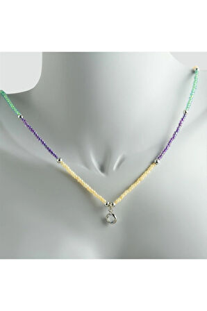 Renkli Kum Boncuk Taşlı Kolye