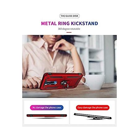 Smcase Xiaomi Redmi K30 Kılıf Vega Yüzüklü Tank Kapak  Nano Ekran Koruyucu