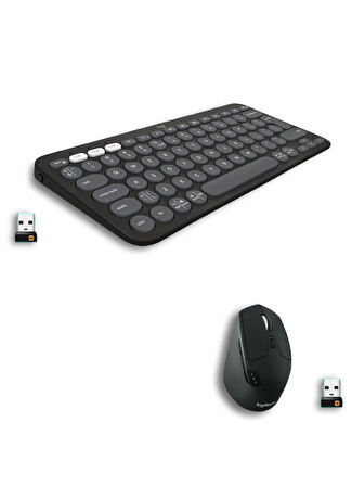 Logitech K380S Bluetooth Klavye + Logitech M720 Triathlon Kablosuz Mouse Set