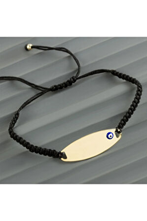 Oval İsim Yazılabilir Boş Plaka Örgülü Bileklik