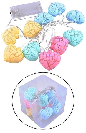 PratikAI 10 lu Kalp Şeklinde LED Işık Zinciri - 1,5 m, Renkli, Pilli ve Dekoratif