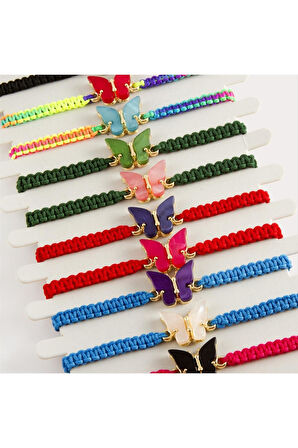 Kelebek Sedef Makrome Örgülü Bileklik