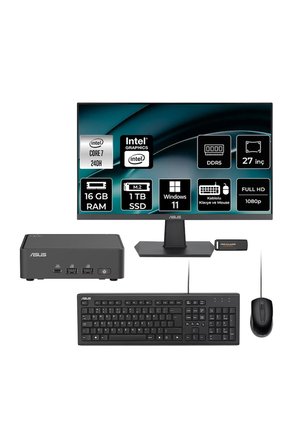 NUC 15 Pro Slim Intel Core 7 240H 16GB 1TB SSD 27" FHD W11P Mini Masaüstü Bilgisayar