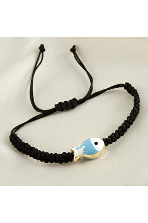 Balık Mineli Makrome Örgülü Bileklik