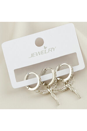 3 Adet Peri Zirkon Taşlı Küpe