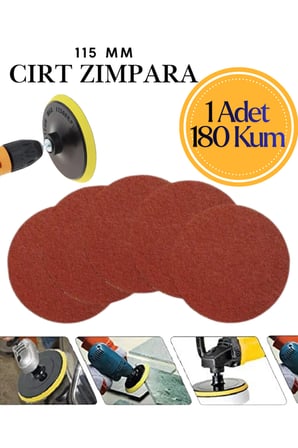 1 Adet 115 mm Cırt Zımpara Kağıdı 180 Kum Avuç Taşlama Spiral Uyumlu Velcro Deliksiz Cırtlı Zımpara