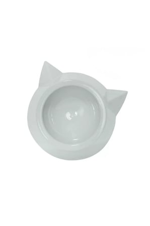 Plastik Tekli Kedi Mama Ve Su Kabı- Beyaz