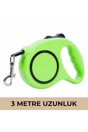 Makaralı Köpek Gezdirme Tasması Yeşil Siyah 3Mt