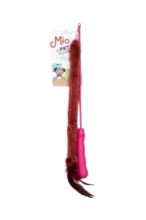 Peluşlu Tüylü Kedi Olta Oyuncağı Pembe