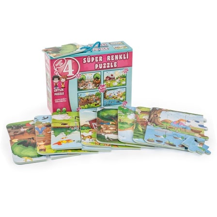3222 Çi̇ftli̇k Süper Renkli̇ Puzzle 4Lü