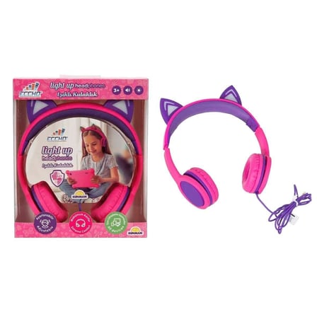 S00091067-Sun-Gle-Ech-Kulaklik Kablolu Kedi̇ Şkl.işikli Pembe-Mor