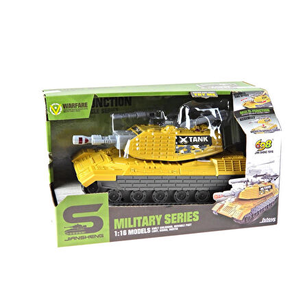 1:16 Ölçek Oyuncak  Tank Süper Tank Işıklı Sesli Sürtmeli 30 Cm
