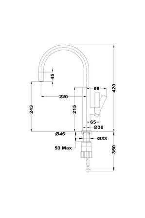 Teka - FOT 995 SS - Kuğu Mutfak Bataryası - Krom - 116030022