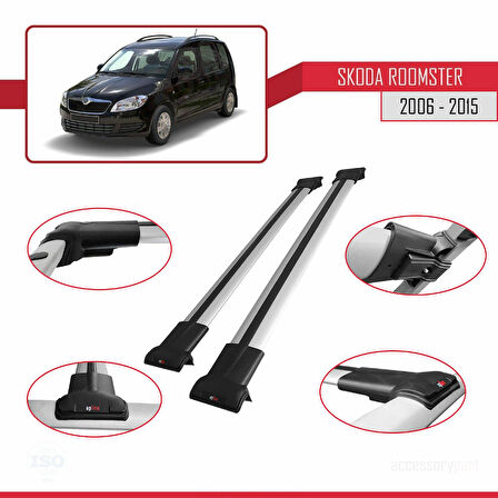 Skoda Roomster 2006-2015 Arası ile Uyumlu FLY Model Ara Atkı Tavan Barı Gri 2 Adet