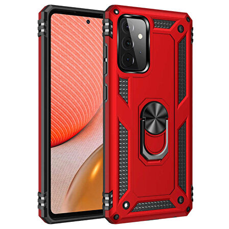 Gpack Samsung Galaxy A52 Kılıf Vega Tank Koruma Standlı Yüzüklü MıknatıslıNano Glass
